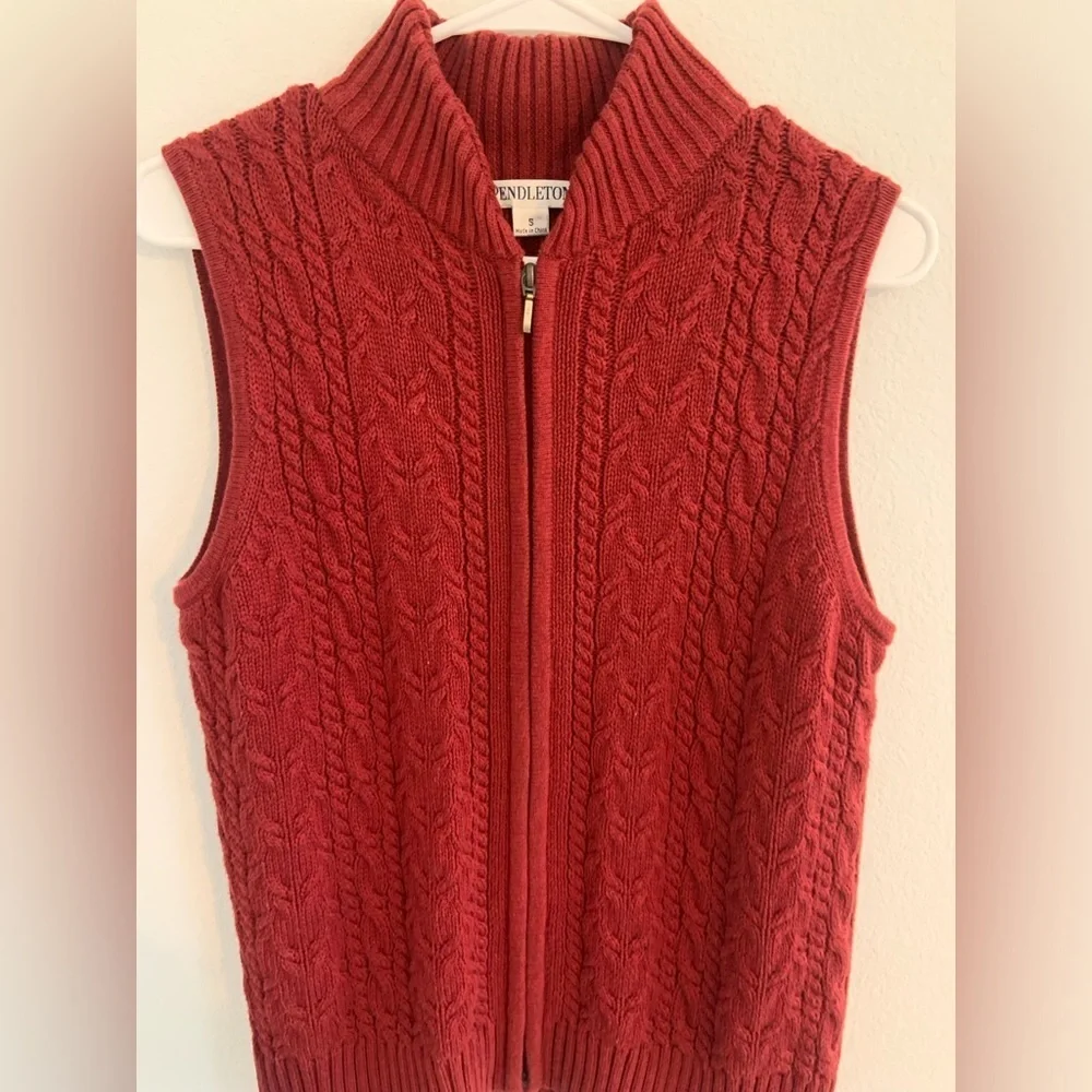 Vintage Pendleton Cable Knit Sweater Vest Zip Up